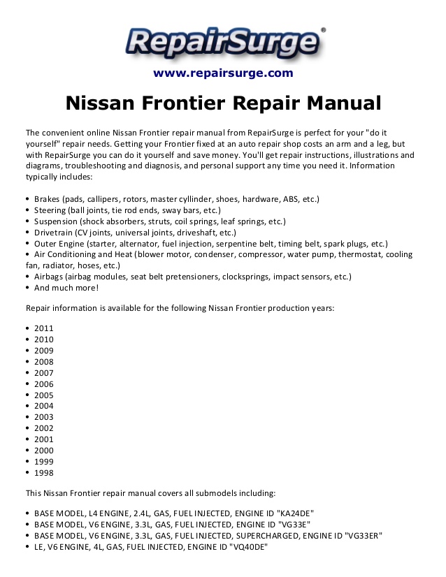 Free nissan frontier manual
